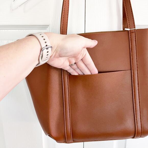 Henny and Lev Vegan Leather Danielle Tote Bag in Cognac - Picture 5 of 10